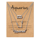 PANTIDE 3Pcs Constellation Zodiac Layer Necklace for Women Retro Gold Plated 12 Constellation Pendant Necklace Exquisite Letter Horoscope Old English Zodiac Sign Necklace Jewelry Birthday Gift(Silver)