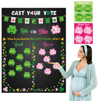 PANTIDE St. Patrick's Day Gender Reveal Party Games for Guests Cast Your Vote He or She Gender Reveal Poster with Team Boy or Team Girl Voting Stickers Game for Lad or Lass Baby Shower Party Supplies
