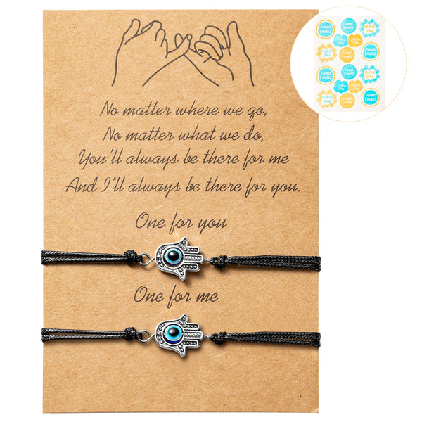 PANTIDE 2Pcs Pinky Promise Bracelets Adjustable Distance Matching Bracelets for Best Friends Couple Family Sisters Friendship Bracelets Birthday Gift for Girlfriend Boyfriend Teen Girls Women Men