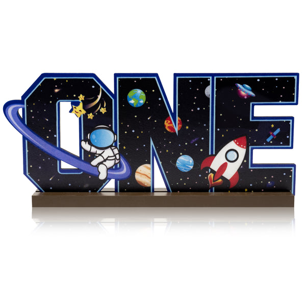 PANTIDE Outer Space One Letter Sign Table Wooden Centerpiece for Baby Boys Girls Solar System 1st Birthday Party Table Decorations Planets Themed First Party Supplies for One Baby Shower Photo Props