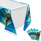 PANTIDE 4Pcs Moana Table Covers for Parties Plastic Disposable Rectangle Tablecloth Moana Themed Birthday Party Decorations Supplies for Kids Tropical Luau Summer Beach Party Baby Shower, 70.9 x 42.5”