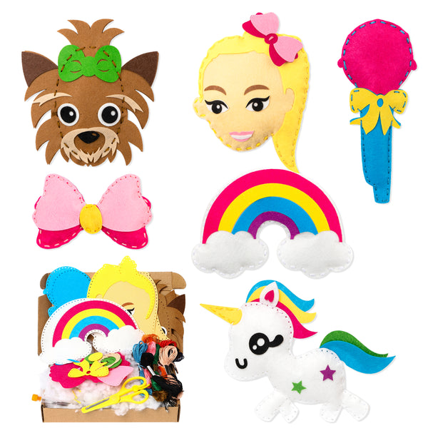 PANTIDE 6 Packs Jojo Sewing Kits for Kids – DIY Felt Art Crafts Gifts, Learn to Sew Your Own Jojo Unicorn with Accessories, Creative Educational Nursery Sewing Craft Activities for Beginner Boys Girls