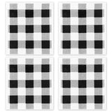 PANTIDE 4Pcs Black & White Plaid Swedish Kitchen Reusable Dish Clothes Fast Dry Dish Towels Sponge No Odor Highly Absorbent Eco-Friendly Cleaning Cloths Washable Cellulose Dishcloth Rag Cleaning Wipes