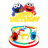 PANTIDE Sesame Inspired Birthday Cake Topper, Happy Birthday Sesame Cake Topper Party Decoration Party Supplies Elmo Cake Topper Cookie Monster Cake Decoration Supplies for Boys and Girls