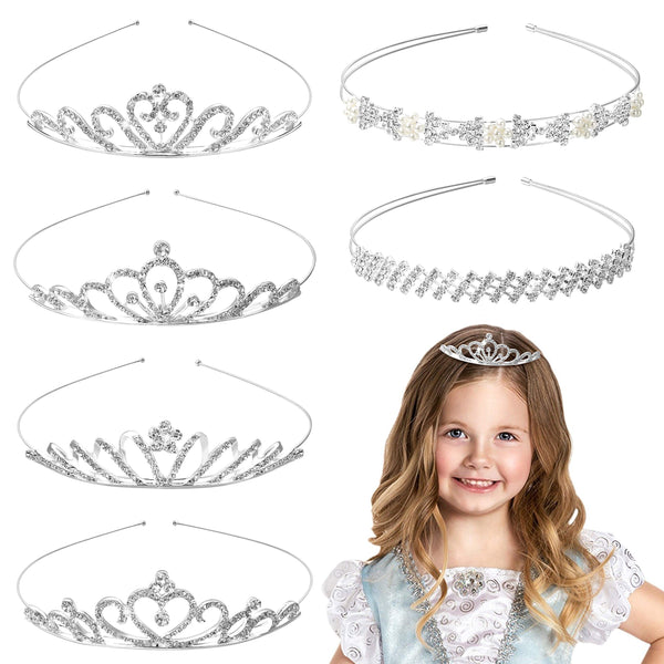 PANTIDE 6 Pieces Crystal Tiara Crown for Women Girls Princess Elegant Crown, Alloy Silver Rhinestone Diamond Bead Headband, Exquisite Hair Jewelry Head Accessories for Wedding Prom Birthday Party