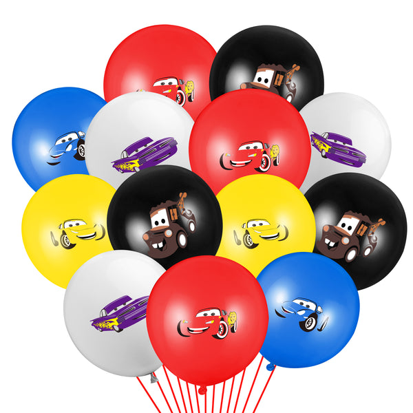 PANTIDE 50 Packs Race Car Balloons, Racing Theme 12Inch Assorted Colors Latex Balloons Bouquet with Ribbons, Let’s Go Racing Party Favors Decorations Supplies for Kids Boys Birthday Baby Shower