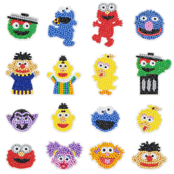 PANTIDE 16Pcs 5D DIY Diamond Painting Stickers Kits for Kids, Sesame Elmo Cookie Monster Theme Diamond Arts Craft Mosaic Stickers, Handmade Paint by Numbers Kits for Children and Adult Beginners