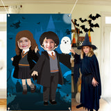 PANTIDE Magical Wizard Photo Door Banner Backdrop Props Large Satin Photo Background Face Photography Banner Decor Magical Wizard Theme Party Favor Supply Decorations Funny Party Games for Adult Kids