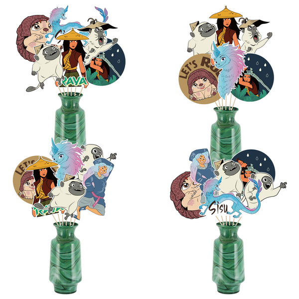 PANTIDE Dragon Princess Adventure Table Toppers Sticks Centerpiece for Baby Shower Double-Sided Photo Booth Props Cake Toppers Kumandra Story Themed Birthday Party Supplies Decorations for Kids(30Pcs)