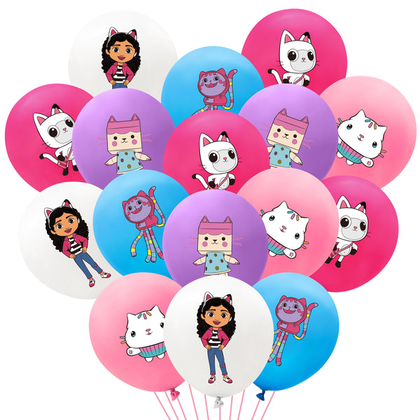 PANTIDE 50 Packs Gaby Cat House Balloons Gaby Pandy Cat Theme 12Inch Assorted Colors Thickened Latex Balloons Bouquet Adorable Pillow Cat Party Decorations Supplies for Girls Kids Birthday Baby Shower
