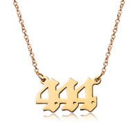 PANTIDE Angel Number Necklace Dainty 111 444 777 Charm Pendants Personalized Number Stainless Steel Numerology Necklace Choker Chain Jewelry Gift for Women Girls Men with Storage Bag(Gold & Rose gold)