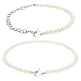 PANTIDE 2 Packs Y2K Pearl Heart Clasp Necklace Choker Silver Dainty Chain Link Necklace with Pearls 90s Antique Love OT Toggle Clasp Necklace Vintage Fashion Jewelry Accessories Gifts for Women Egirl
