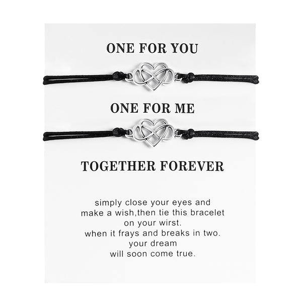 PANTIDE 2Pcs Pinky Promise Bracelets Adjustable Distance Matching Bracelets for Best Friends Couple Family Sisters Friendship Bracelets Birthday Gift for Girlfriend Boyfriend Teen Girls Women Men
