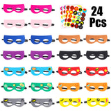 PANTIDE 24Pcs DIY Superhero Masks,Multicolored Superhero Party Supplies for Kids