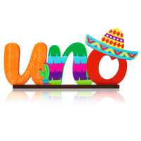 PANTIDE Mexican Fiesta One UNO Letter Sign Wooden Table Centerpiece Taco Bout 1st Table Sign for Baby Boy Girl Cinco De Mayo First Birthday Party Supplies Decoration Baby Shower Cake Smash Photo Props