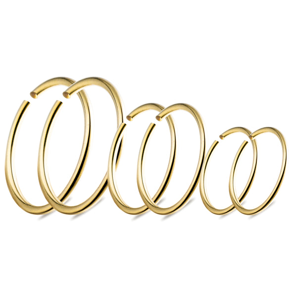 PANTIDE 6 Pcs Small Hoop Earrings Set for Women Men Adjustable 14K Gold Plated Sterling Silver Earrings Nose Lip Rings Hypoallergenic Helix Tragus Piercings Jewelry Set with Storage Bag, 22G 6/7/8MM