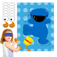 PANTIDE Sesame Party Games for Kids | Pin The Eye and Cookies on The Cookie Monster | Make-a-Face Sticker Game | Sesame Theme Party Decoration Supplies Party Favors | Perfect Party Activities