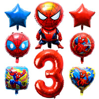 PANTIDE 8Pcs Spiderman Balloons 3rd Birthday - Including Giant Number 3 Balloon, Foil Balloons, Avengers Superhero Theme Birthday Party Decorations Supplies for Baby Kids Boys Who Likes Spiderman