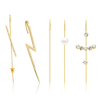 PANTIDE 5Pcs Ear Cuffs Crawler Hook Earrings for Women Girls, Gold Hypoallergenic Piercing Ear Wrap Climbers Earrings, Fashion Classic Sparkling Jewelry Gifts for Birthday Valentine’s Day Anniversary