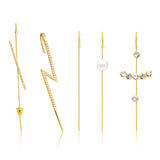 PANTIDE 5Pcs Ear Cuffs Crawler Hook Earrings for Women Girls, Gold Hypoallergenic Piercing Ear Wrap Climbers Earrings, Fashion Classic Sparkling Jewelry Gifts for Birthday Valentine’s Day Anniversary