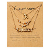 PANTIDE 3Pcs Constellation Zodiac Layer Necklaces for Women Girls, Retro Gold Plated 12 Constellation Pendant Necklace Exquisite Letter Horoscope Old English Zodiac Sign Necklace Jewelry Birthday Gift