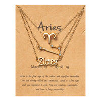 PANTIDE 3Pcs Constellation Zodiac Layer Necklaces for Women Girls, Retro 14K Gold Plated 12 Constellation Pendant Necklace Exquisite Letter Horoscope Old English Zodiac Sign Jewelry Birthday Gift