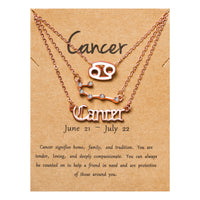 PANTIDE 3Pcs Constellation Zodiac Layer Necklaces for Women Girls, Retro Gold Plated 12 Constellation Pendant Necklace Exquisite Letter Horoscope Old English Zodiac Sign Necklace Jewelry Birthday Gift