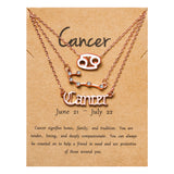 PANTIDE 3Pcs Constellation Zodiac Layer Necklaces for Women Girls, Retro Gold Plated 12 Constellation Pendant Necklace Exquisite Letter Horoscope Old English Zodiac Sign Necklace Jewelry Birthday Gift