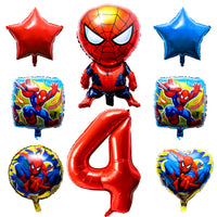 PANTIDE 8Pcs Spiderman Balloons 4th Birthday - Including Giant Number 4 Balloons, Foil Balloons Avengers Superhero Theme Birthday Party Decorations Supplies for Baby Kids Boys Who Likes Spiderman