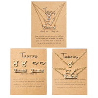 PANTIDE 12Pcs Constellation Zodiac Layer Necklaces Bracelet Earrings Aquarius Pisces Aries Taurus Gemini Cancer Leo Virgo Libra Scorpio Sagittarius Capricorn Initial Dainty Jewelry Gift for Girl Women