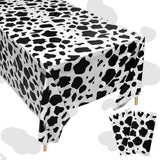 PANTIDE 3Pcs Cow Print Table Cover Plastic Tablecloths Disposable Rectangle Table Cover Waterproof Farm Animal Themed Picnic Birthday Party Favor Supplies Decorations Black and White(70.8 x 53.9 Inch)