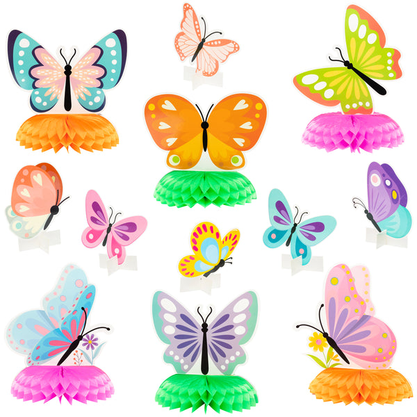 PANTIDE 12Pcs Spring Butterfly Honeycomb Centerpieces Table Toppers 3D Butterfly Table Decorations Springtime Summer Party Favors Supplies Photo Booth Props for Kids Girls Baby Shower Birthday Wedding