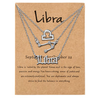 PANTIDE 3Pcs Constellation Zodiac Layer Necklace for Women Retro Gold Plated 12 Constellation Pendant Necklace Exquisite Letter Horoscope Old English Zodiac Sign Necklace Jewelry Birthday Gift(Silver)