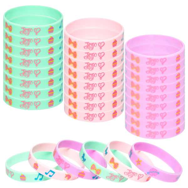 PANTIDE 24Pcs JOJO Silicone Wristbands Rubber Bracelets - JOJO Party Favors Party Supplies for Girls Birthday Baby Shower, JOJO Themed Stretch Bracelets Prizes Rewards Party Bag Fillers