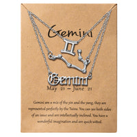 PANTIDE 3Pcs Constellation Zodiac Layer Necklace for Women Retro Gold Plated 12 Constellation Pendant Necklace Exquisite Letter Horoscope Old English Zodiac Sign Necklace Jewelry Birthday Gift(Silver)