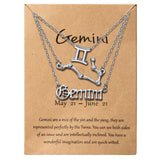 PANTIDE 3Pcs Constellation Zodiac Layer Necklace for Women Retro Gold Plated 12 Constellation Pendant Necklace Exquisite Letter Horoscope Old English Zodiac Sign Necklace Jewelry Birthday Gift(Silver)