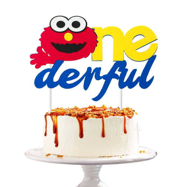 PANTIDE Sesame Inspired ONE Birthday Cake Topper, Onederful 1st Birthday Cake Topper Sesame Party Decoration Party Supplies Elmo Cake Topper Cake Decoration Party Supplies for Boys and Girls