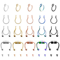 PANTIDE 20Pcs Magnetic Fake Nose Rings Horseshoe Septum Non Piercing Nose Hoop Studs Rings Reusable Stainless Steel Alloy False Nose Ring Hoop Faux Piercing Nose Ear Lip Jewelry for Women Men Girls