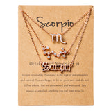 PANTIDE 3Pcs Constellation Zodiac Layer Necklaces for Women Girls, Retro Gold Plated 12 Constellation Pendant Necklace Exquisite Letter Horoscope Old English Zodiac Sign Necklace Jewelry Birthday Gift