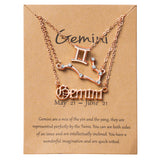 PANTIDE 3Pcs Constellation Zodiac Layer Necklaces for Women Girls, Retro Gold Plated 12 Constellation Pendant Necklace Exquisite Letter Horoscope Old English Zodiac Sign Necklace Jewelry Birthday Gift