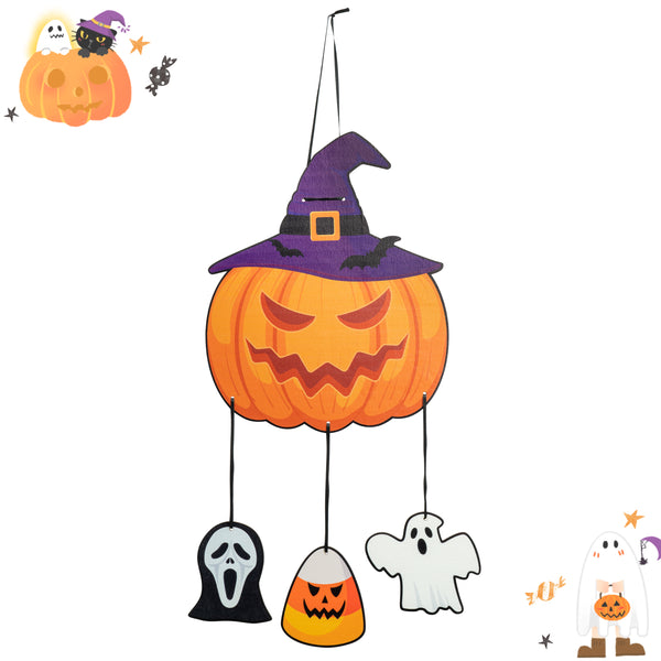 PANTIDE Halloween Pumpkin Wood Door Sign for Front Door Hanging Welcome Sign Pumpkin Ghost Wooden Plaque Halloween Party Supplies Decorations Trick or Treat Decor for Home Wall Window Indoor Outdoor