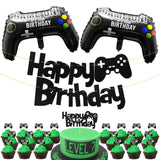 PANTIDE 25Pcs Video Game Birthday Party Decorations, Game On Birthday Party Supplies for Boys – Game Controller Foil Balloons, Gaming Glittery Happy Birthday Banner, Shiny Cake Topper, Cupcake Toppers