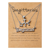 PANTIDE 3Pcs Constellation Zodiac Layer Necklace for Women Retro Gold Plated 12 Constellation Pendant Necklace Exquisite Letter Horoscope Old English Zodiac Sign Necklace Jewelry Birthday Gift(Silver)