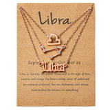 PANTIDE 3Pcs Constellation Zodiac Layer Necklaces for Women Girls, Retro Gold Plated 12 Constellation Pendant Necklace Exquisite Letter Horoscope Old English Zodiac Sign Necklace Jewelry Birthday Gift