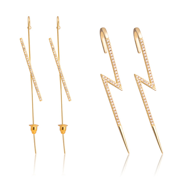 PANTIDE 4Pcs Ear Cuffs Crawler Hook Earrings for Women Girls, Gold Hypoallergenic Piercing Ear Wrap Climbers Earrings, Fashion Classic Sparkling Jewelry Gifts for Birthday Valentine’s Day Anniversary