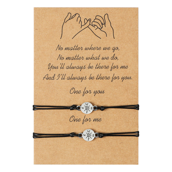 PANTIDE 2Pcs Pinky Promise Bracelets Adjustable Distance Matching Bracelets for Best Friends Couple Family Sisters Friendship Bracelets Birthday Gift for Girlfriend Boyfriend Teen Girls Women Men