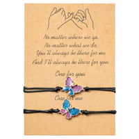PANTIDE 2Pcs Pinky Promise Bracelets Adjustable Distance Matching Bracelets for Best Friends Couple Family Sisters Friendship Bracelets Birthday Gift for Girlfriend Boyfriend Teen Girls Women Men