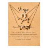 PANTIDE 3Pcs Constellation Zodiac Layer Necklaces for Women Girls, Retro Gold Plated 12 Constellation Pendant Necklace Exquisite Letter Horoscope Old English Zodiac Sign Necklace Jewelry Birthday Gift