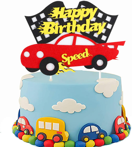 PANTIDE Birthday Cake Topper Decoration - Racing Car Theme Birthday Party Decoration Ideas Baby Shower Birthday Cake Supplies