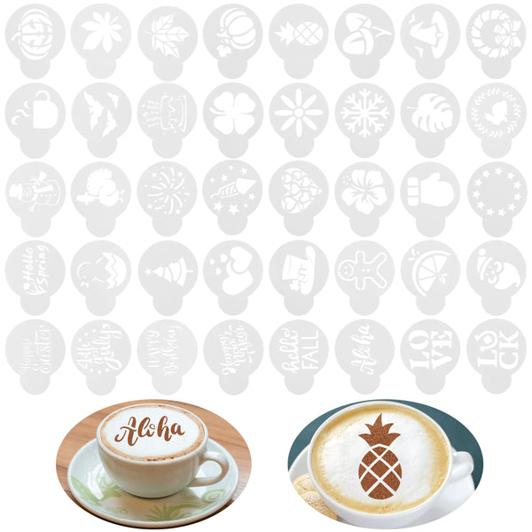 PANTIDE 40 Pcs Cake Stencil Templates Decoration Reusable Plastic Stencils Latte Art Designer for Coffee Cake Cookie Chocolate Candy Sugar Powder Card Drawing Templates Baking Tools Decoration Molds